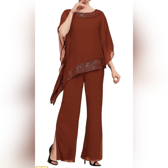 3 pc Chiffon Formal Pant Suit - Picture 7 of 8